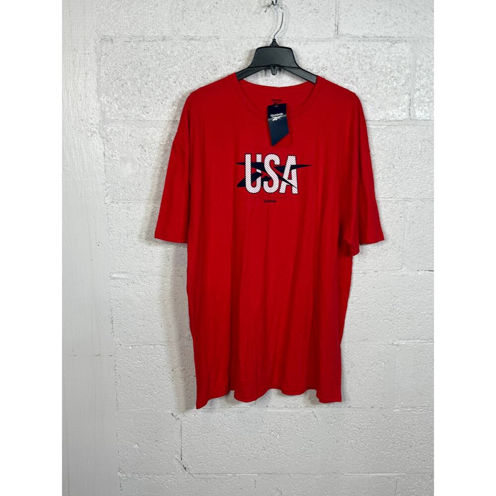 Reebok USA Graphic Cotton Short Sleeve T-shirt, Red 2XL